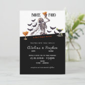 Gothic Wedding Skeleton Booze Food Bad Dance Moves Einladung (Stehend Vorderseite)