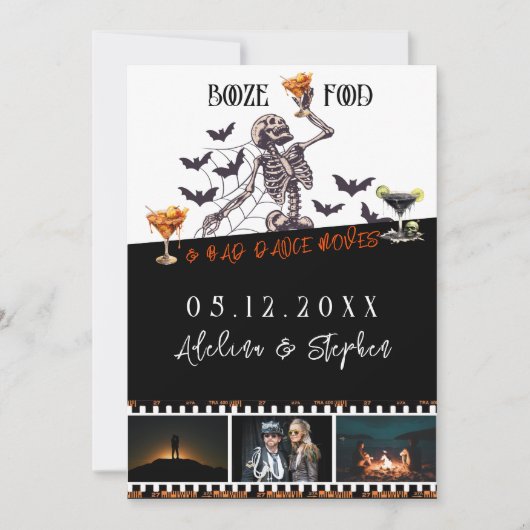 Gothic Wedding Skeleton Booze Food Bad Dance Moves Save The Date (Vorderseite)