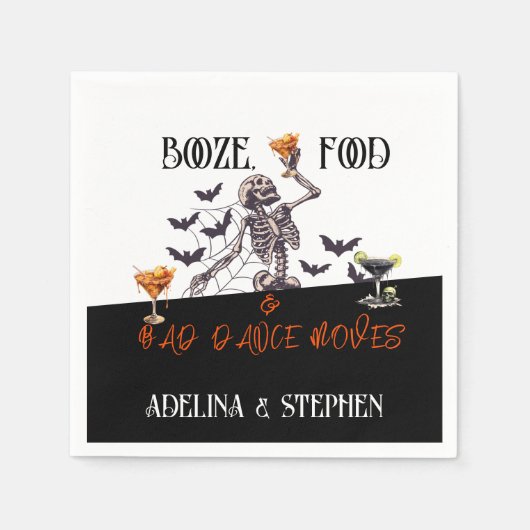 Gothic Wedding Skeleton Booze Food Bad Dance Moves Serviette (Vorderseite)