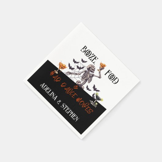 Gothic Wedding Skeleton Booze Food Bad Dance Moves Serviette (Ecke)