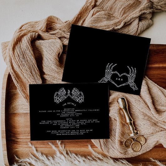 Gothic Wedding Skeleton Hand Hochzeitdetails Begleitkarte