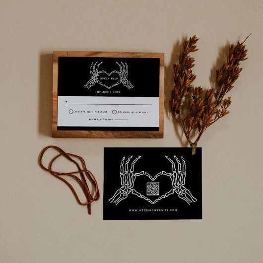 Gothic Wedding Skeleton Hands Hochzeitsstift QR Co Einladung