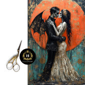 Gothic Wedding Skeleton Mermaid Skull Decoupage Seidenpapier