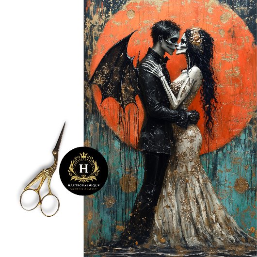 Gothic Wedding Skeleton Mermaid Skull Decoupage Seidenpapier