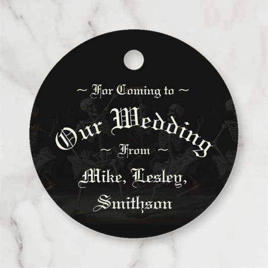 Gothic Wedding Skeletts Geschenkanhänger (Rückseite)