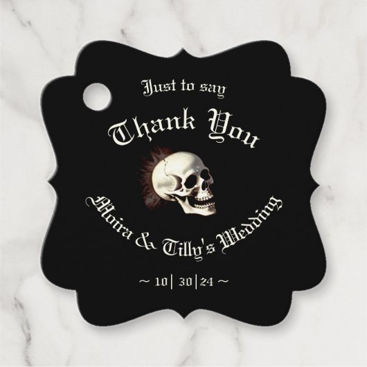 Gothic Wedding Skeletts Geschenkanhänger (Vorderseite)