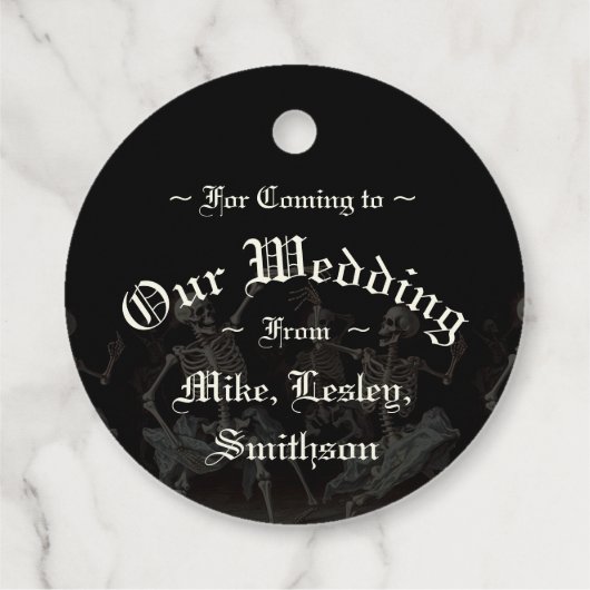 Gothic Wedding Skeletts Geschenkanhänger (Rückseite)