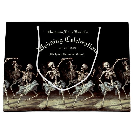 Gothic Wedding Skeletts Große Geschenktüte (Vorderseite)