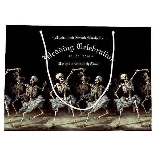 Gothic Wedding Skeletts Große Geschenktüte (Rückseite)
