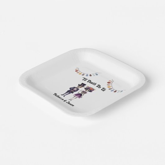 Gothic Wedding Skeletts Pappteller (Gewinkelt)