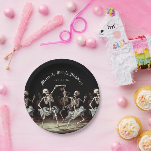 Gothic Wedding Skeletts Pappteller (Party)