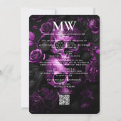 Gothic Wedding Skull Rose Dunkle Lila Monogram Einladung (Rückseite)