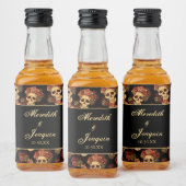 Gothic Wedding Skulls Black Rote Rose Custom Alkoholflaschenetikett (Flaschen)