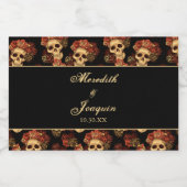 Gothic Wedding Skulls Black Rote Rose Custom Alkoholflaschenetikett (Einzelnes Label)