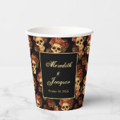 Gothic Wedding Skulls Black Rote Rose Custom Pappbecher (Vorderseite)
