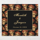 Gothic Wedding Skulls Black Rote Rose Custom Schaumweinetikett (Einzelnes Label)