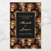 Gothic Wedding Skulls Black Rote Rose Custom Weinetikett (Einzelnes Label)