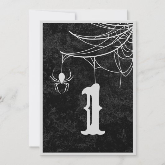 Gothic Wedding Spider Web Halloween Tischnummer (Vorderseite)