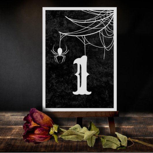 Gothic Wedding Spider Web Halloween Tischnummer