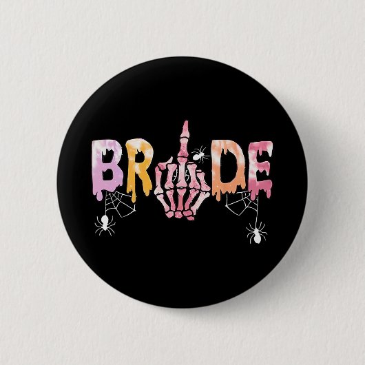 Gothic Wedding Spooky Halloween Skeleton Bride Jus Button (Vorderseite)