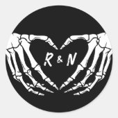 Gothic Wedding Sticker, Halloween Hochzeit Runder Aufkleber (Vorderseite)