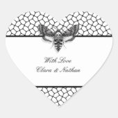 Gothic Wedding Sticker - Moth & Lace Black & White (Vorderseite)