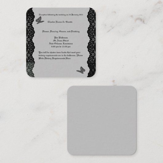 Gothic Wedding Theme UAWG Begleitkarte (Vorne/Hinten)