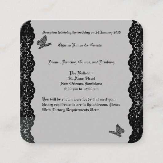 Gothic Wedding Theme UAWG Begleitkarte (Vorderseite)