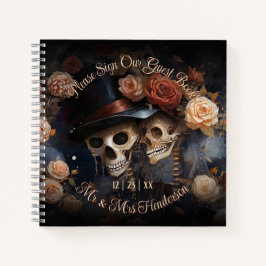 Gothic Wedding Vintag Kissing Skeletons Gästebuch Notizblock