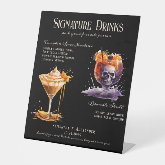 Gothic Wedding Whimsigoth 5 Signature Drinks unter Sockelschild (Vorderseite)