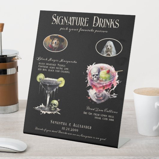 Gothic Wedding Whimsigoth Hund Signature Drink Zei Sockelschild (In Situ)