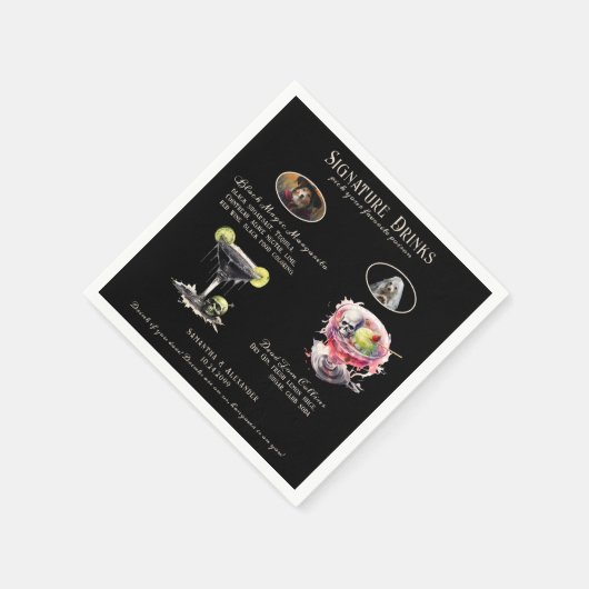 Gothic Wedding Whimsigoth Hunde Signature Drinks Serviette (Ecke)