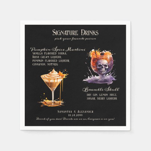 Gothic Wedding Whimsigoth Signature Drinks Serviette (Vorderseite)
