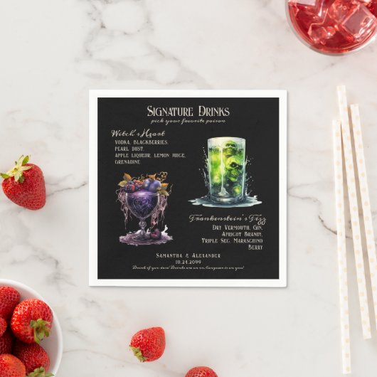 Gothic Wedding Whimsigoth Signature Drinks Serviette (Beispiel)