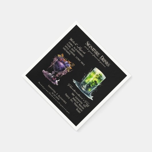 Gothic Wedding Whimsigoth Signature Drinks Serviette (Ecke)