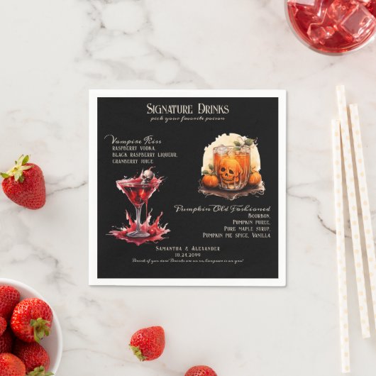 Gothic Wedding Whimsigoth Signature Drinks Serviette (Beispiel)
