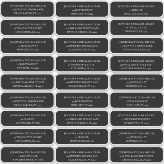 Gothic Wedding White auf Black Guest Address Aufkleber (Vorderseite)