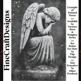 Gothic Weeping Angel Statue AD6 Decoupage Seidenpapier