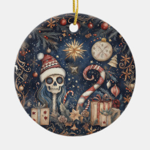 Gothic Weihnachten Feierliche Spooky Skull Keramik Ornament