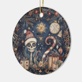 Gothic Weihnachten Feierliche Spooky Skull Keramik Ornament (Links)