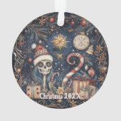 Gothic Weihnachten Feierliche Spooky Skull Ornament (Rückseite)