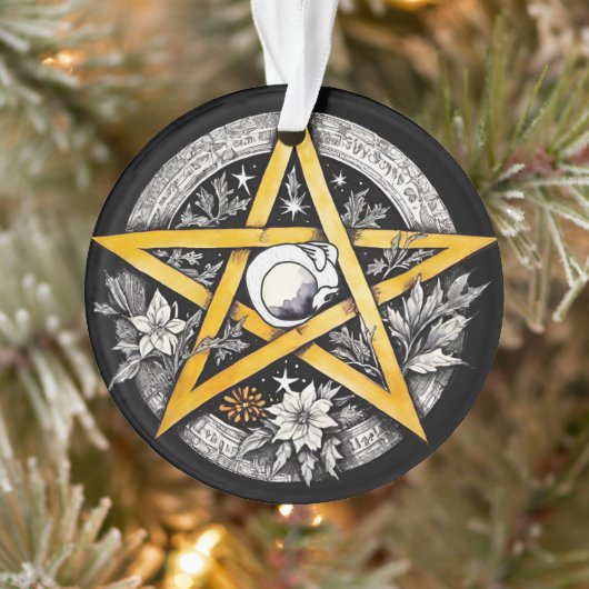 Gothic Weihnachten Tree Pentagramm Schwarz & Weiß Ornament (Baum)
