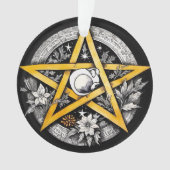 Gothic Weihnachten Tree Pentagramm Schwarz & Weiß Ornament (Vorderseite)