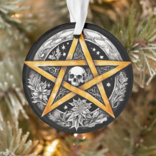 Gothic Weihnachten Tree Pentagramm & Skull Black & Ornament