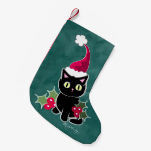 Gothic Weihnachtskatze Grün Kleiner Weihnachtsstrumpf