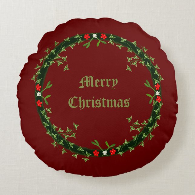Gothic Weihnachtskraut Custom Double Side Rundes Kissen (Vorderseite)