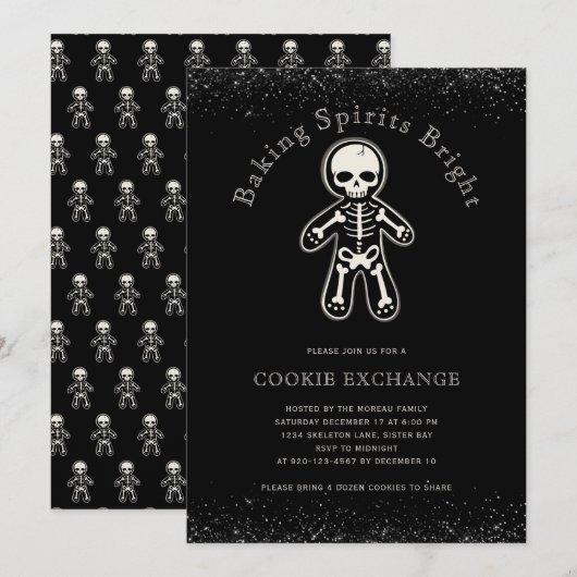 Gothic-Weihnachtsplätzchen-Austausch Einladung (Vorne/Hinten)