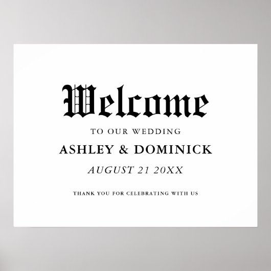 Gothic Welcome Wedding Reception Sign Poster (Vorne)