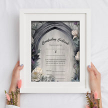 Gothic White Floral Arch Handfast Certificate