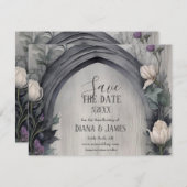 Gothic White Floral Arch Pagan Handfasts Save The Date (Vorne/Hinten)